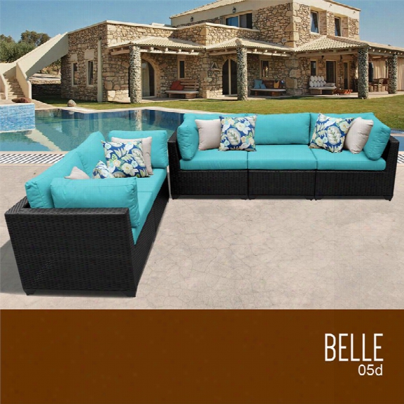 Tkc Belle 5 Piece Patio Wicker Sofa Set In Turq Uoise