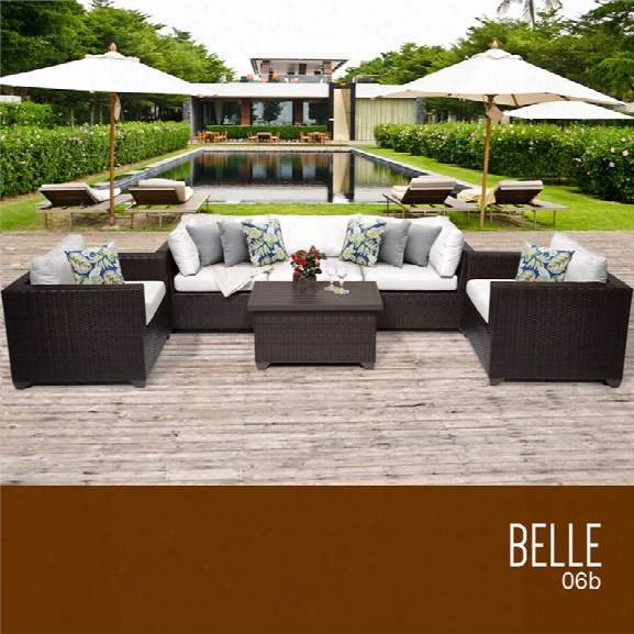 Tkc Belle 6 Piece Patio Wicker Sofa Set In White