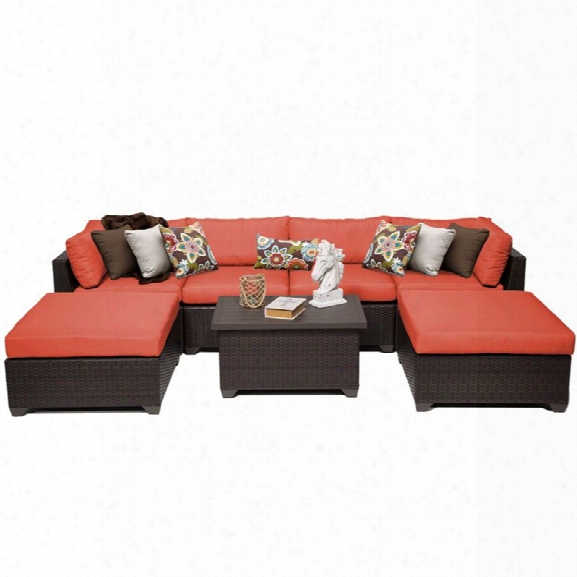 Tkc Belle 7 Piece Patio Wicker Sectional Set In Orange