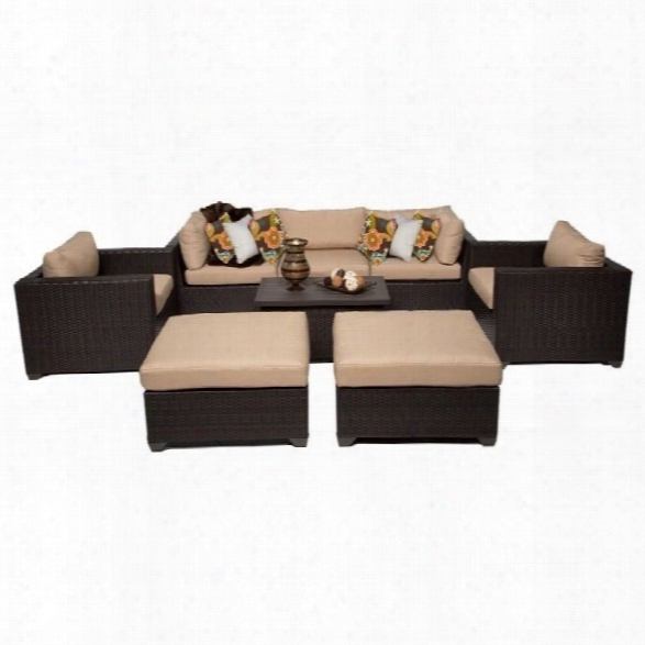 Tkc Belle 8 Piece Outdoor Wicker Sofa Set In Wheat