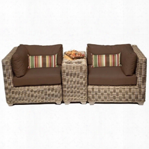 Tkc Cape Cod 3 Piece Outdoor Wicker Sofa Set In Cocoa