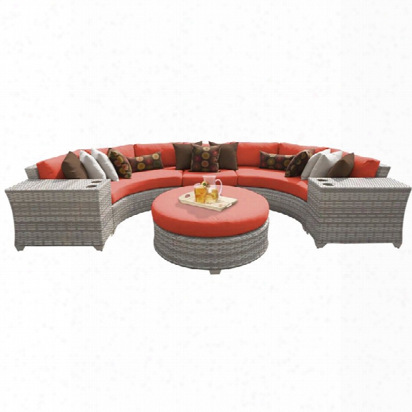 Tkc Fairmont 6 Piece Patio Wicker Sectional Set In Orange