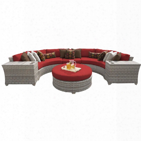 Tkc Fairmont 6 Piece Patio Wicker Sectional Set In Red