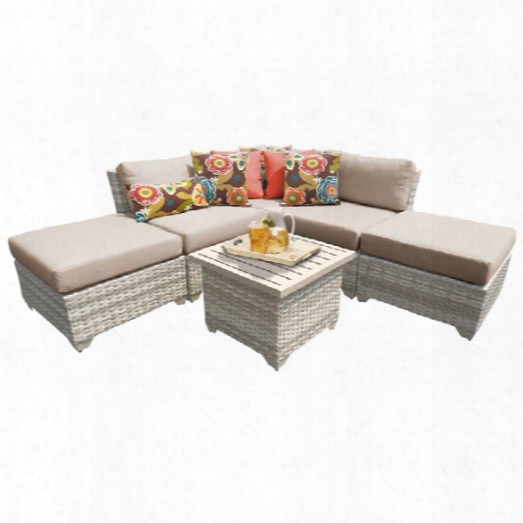 Tkc Fairmont 6 Piece Patio Wicker Sectional Set In Wheat