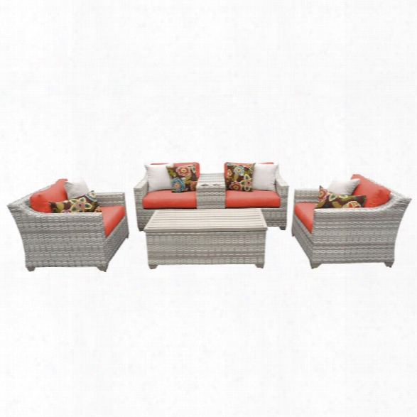 Tkc Fairmont 6 Piece Patio Wicker Sofa Set In Orange