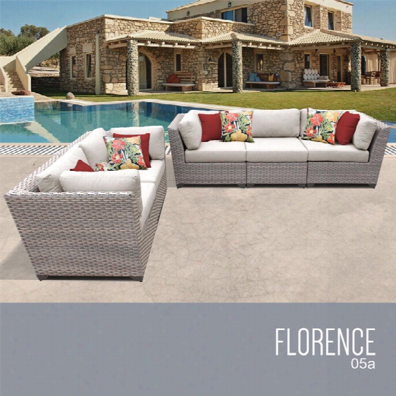 Tkc Florence 5 Piece Patio Wicker Sofa Set In Beige