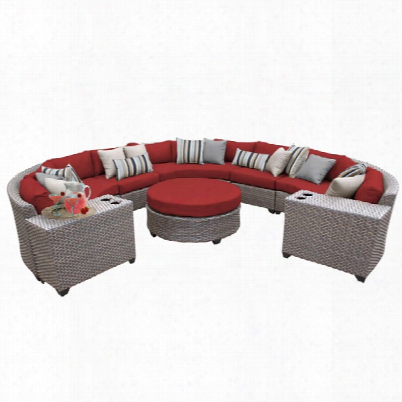 Tkc Florence 8 Piece Patio Wicker Sectional Set In Red