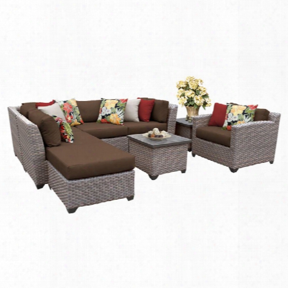 Tkc Florence 8 Piece Patio Wicker Sofa Set In Dark Brown