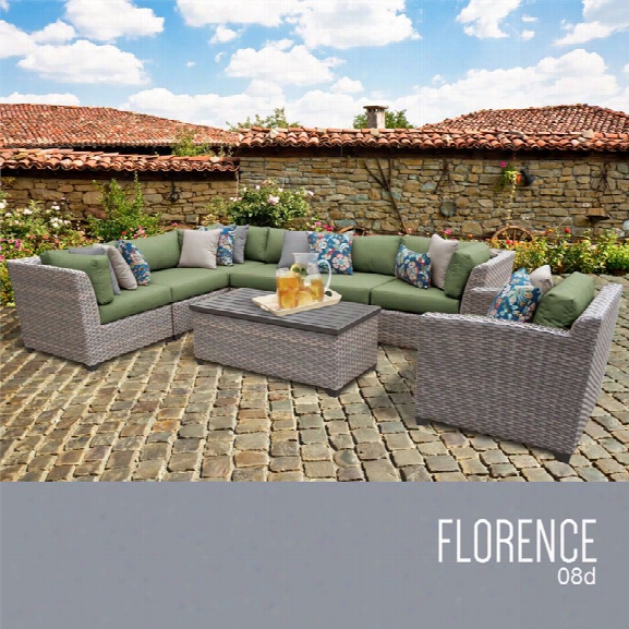 Tkc Florence 8 Piece Patio Wicker Sofa Set In Green