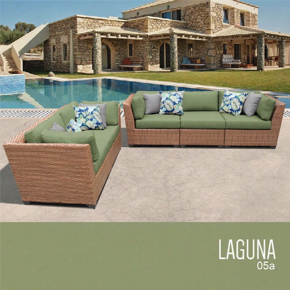 Tkc Laguna 5 Piece Patio Wicker Sofa Set In Green