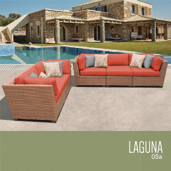 Tkc Laguna 5 Piece Patio Wicker Sofa Set In Orange