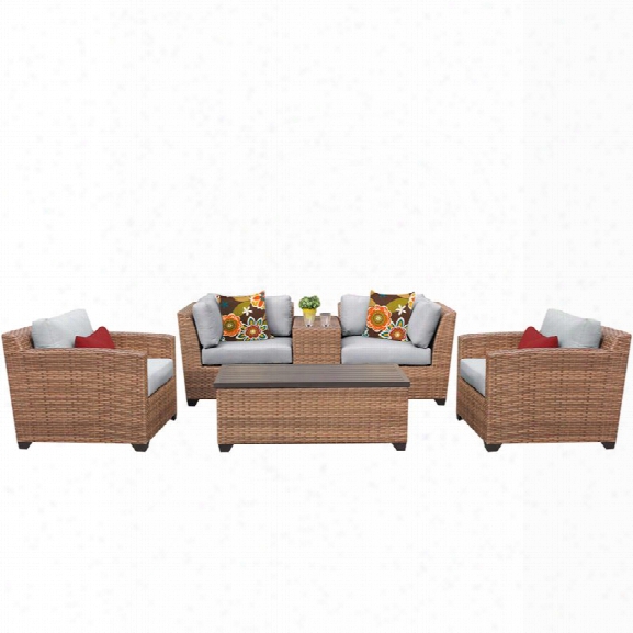 Tkc Laguna 6 Piece Patio Wicker Sofa Set In Gray