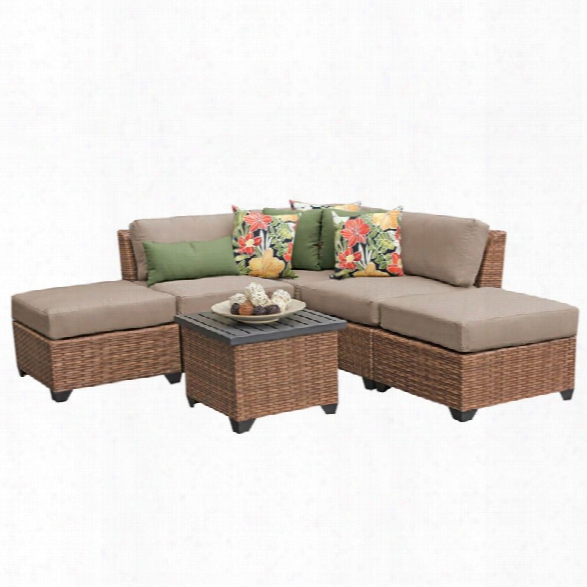 Tkc Laguna 6 Piece Patio Wicker Sofa Set In Tan