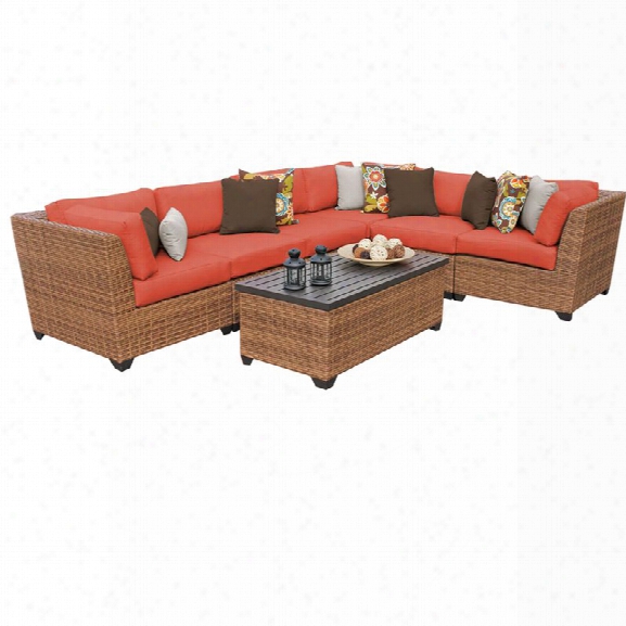 Tkc Laguna 7 Piece Patio Wiccker Sectional Set In Orange