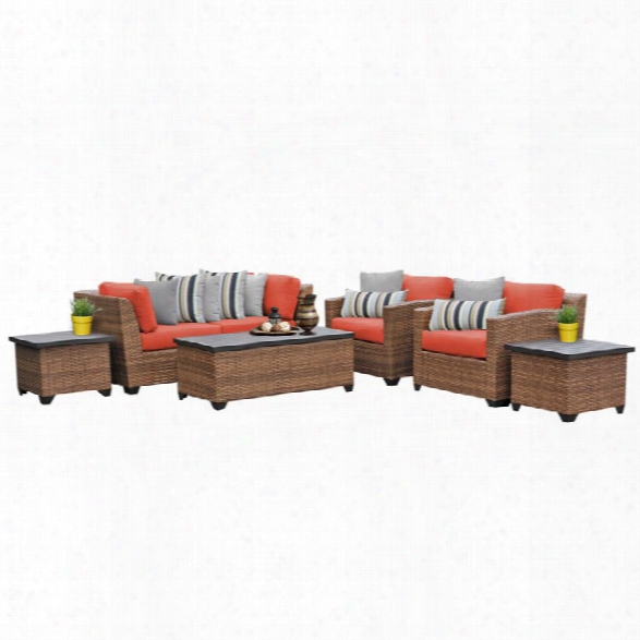 Tkc Laguna 7 Piece Patio Wicker Sofa Set In Orange