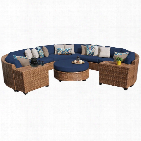 Tkc Laguna 8 Piece Patio Wicker Sectional Set In Navy