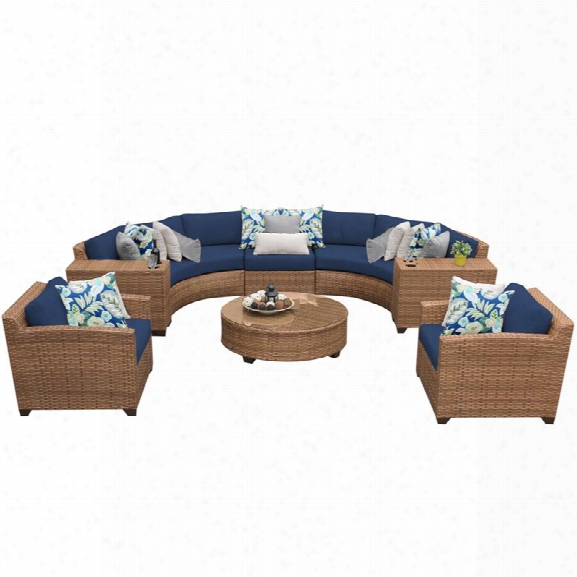 Tkc Laguna 8 Piece Patio Wicker Sofa Set In Navy