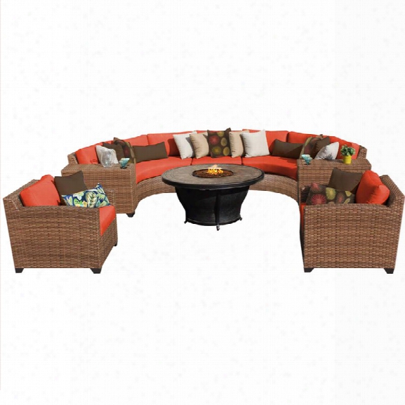 Tkc Laguna 8 Piece Patio Wicker Sofa Set In Orange