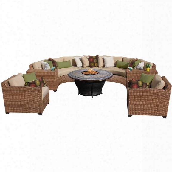 Tkc Laguna 8 Piece Patio Wicker Sofa Set In Wheat