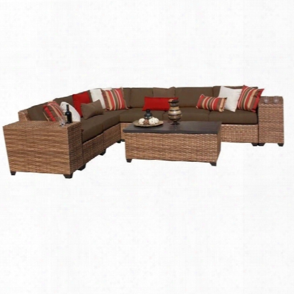 Tkc Laguna 9 Piece Outdoor Wicker Sofa Set In Cocoa