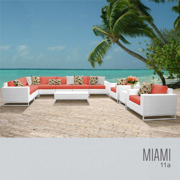 Tkc Miami 11 Piece Patio Wicker Sofa Set In Orange