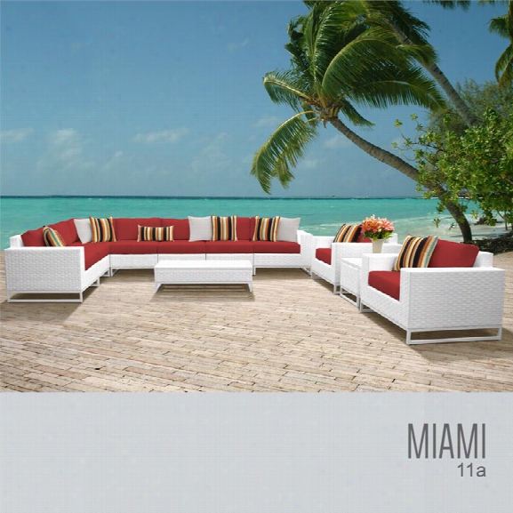 Tkc Miami 11 Piece Patio Wicker Sofa Set In Red