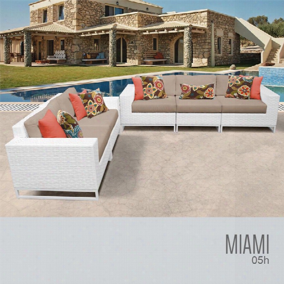 Tkc Miami 5 Piece Patio Wicker Sofa Set In Wheat