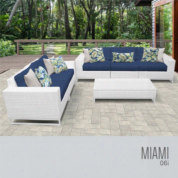 Tkc Miami 6 Piece Patio Wicker Sofa Set In Blue