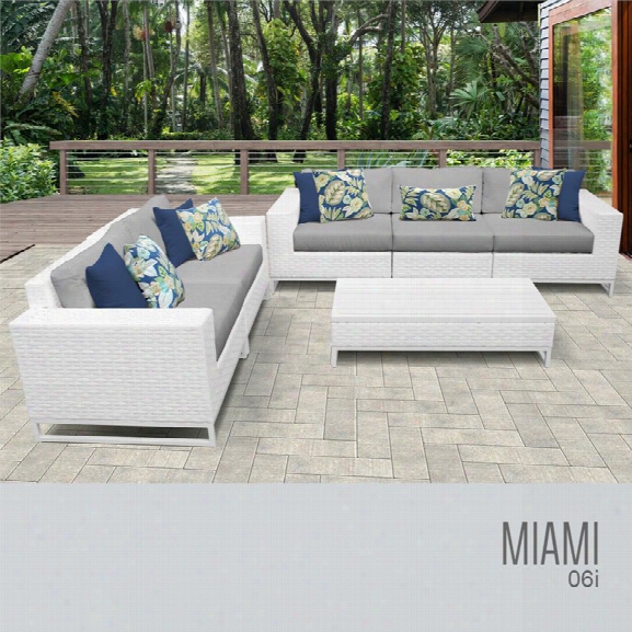 Tkc Miami 6 Piece Patio Wicker Sofa Set In Gray