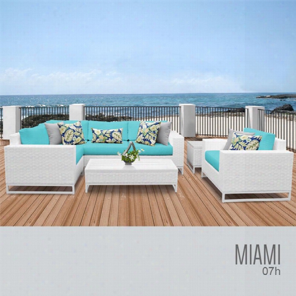 Tkc Miami 7 Piece Patio Wicker Sofa Set In Turquoise