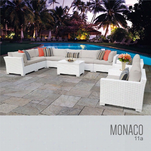 Tkc Monaco 11 Piece Patio Wicker Sofa Set In Beige