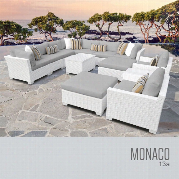 Tkc Monaco 13 Piece Patio Wicker Sofa Set In Gray
