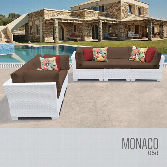 Tkc Monaco 5 Piece Patio Wicker Sofa Set In Brown