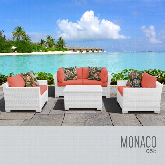 Tkc Monaco 5 Piece Patio Wicker Sofa Set In Orange