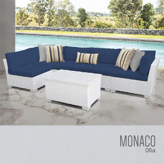 Tkc Monaco 6 Piece Patio Wicker Sectional Set In Blue