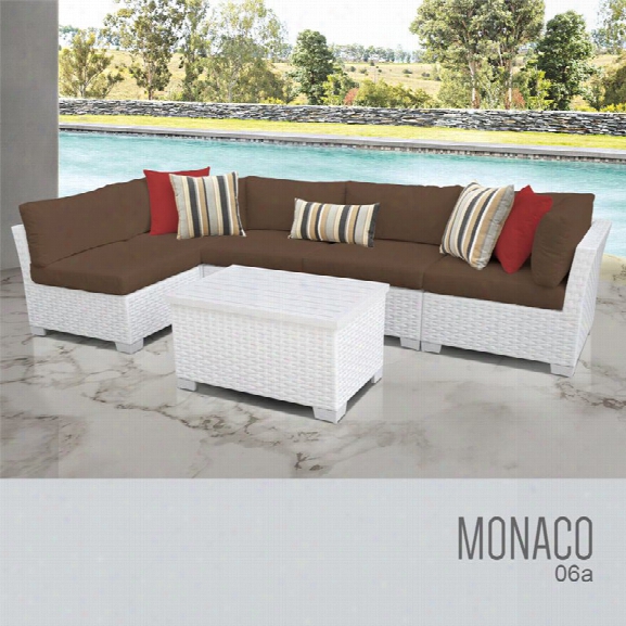 Tkc Monaco 6 Piece Patio Wicker Sectional Set In Brown