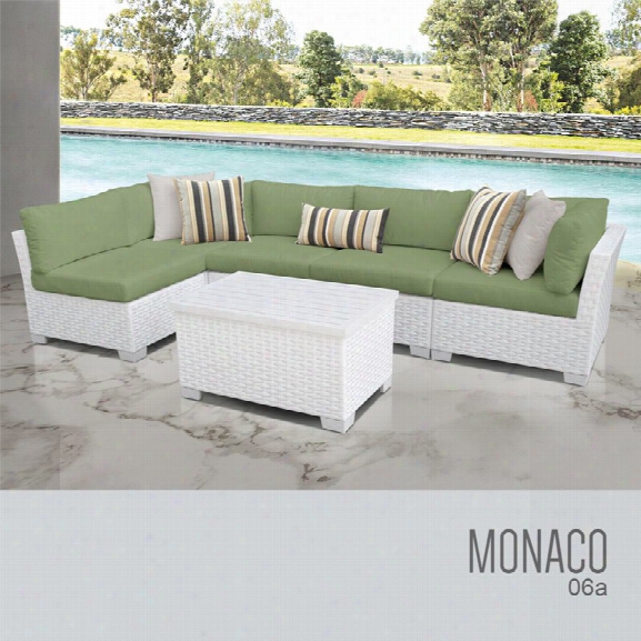 Tkc Monaco 6 Piece Patio Wicker Sectional Set In Green