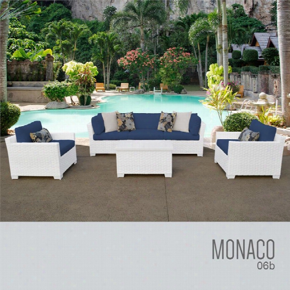 Tkc Monaco 6 Piece Patio Wicker Sofa Set In Blue