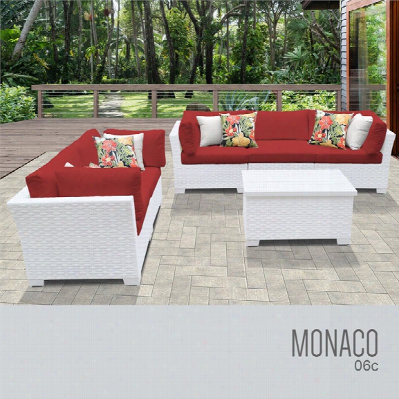 Tkc Monaco 6 Piece Patio Wicker Sofa Set In Red