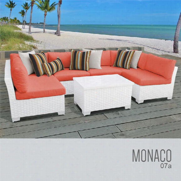 Tkc Monaco 7 Piece Patio Wicker Sectional Set In Orange