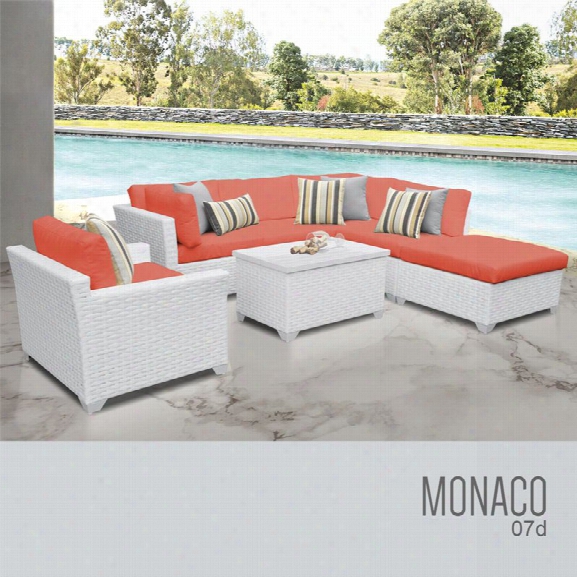 Tkc Monaco 7 Piece Patio Wicker Sofa Set In Orange