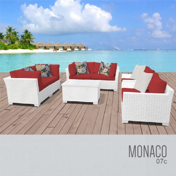 Tkc Monaco 7 Piece Patio Wicker Sofa Set In Red