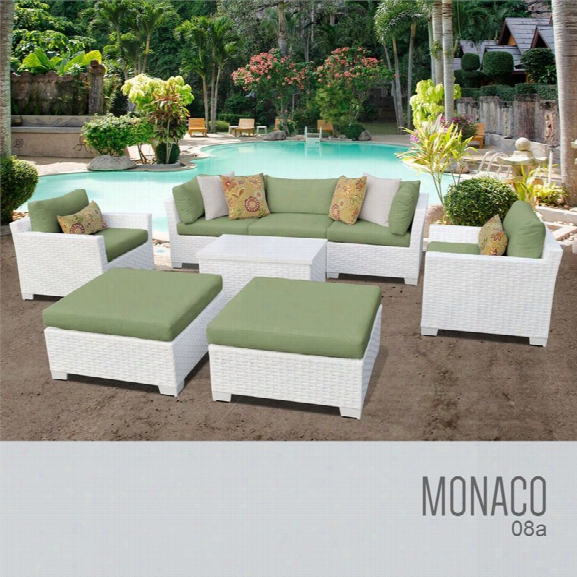 Tkc Monaco 8 Piece Patio Wicker Sofa Set In Green