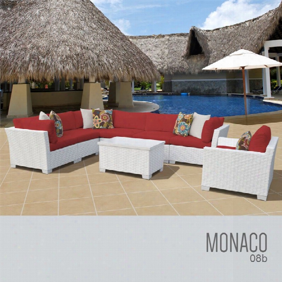 Tkc Monaco 8 Piece Patio Wicker Sofa Set In Red