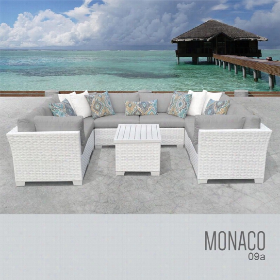 Tkc Monaco 9 Piece Patio Wicker Sectional Set In Gray