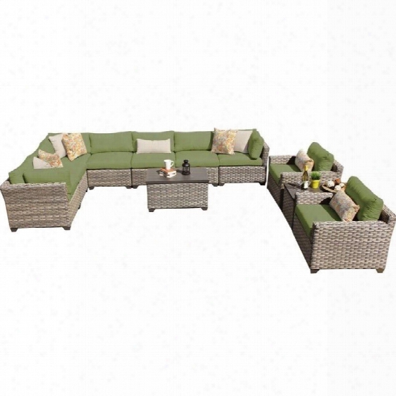 Tkc Monterey 11 Piece Outdoor Wicker Sofa Set In Cilantro