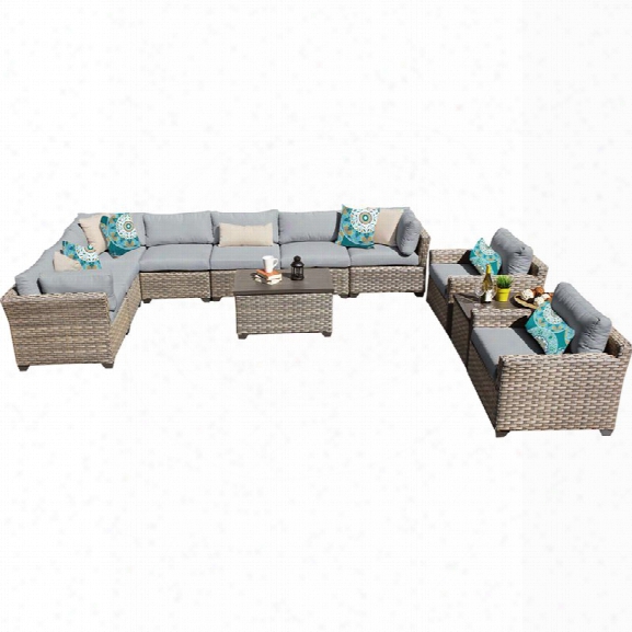 Tkc Monterey 11 Piece Patio Wicker Sofa Set In Gray
