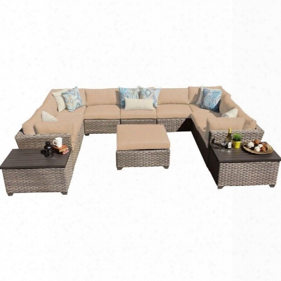 Tkc Monterey 12 Piece Outdoor Wicker Sofa Set In Wheat