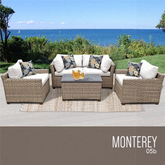 Tkc Monterey 5 Piece Patio Wicker Sofa Set Ni White