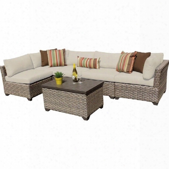 Tkc Monterey 6 Piece Outdoor Wicker Sofa Set In Beige